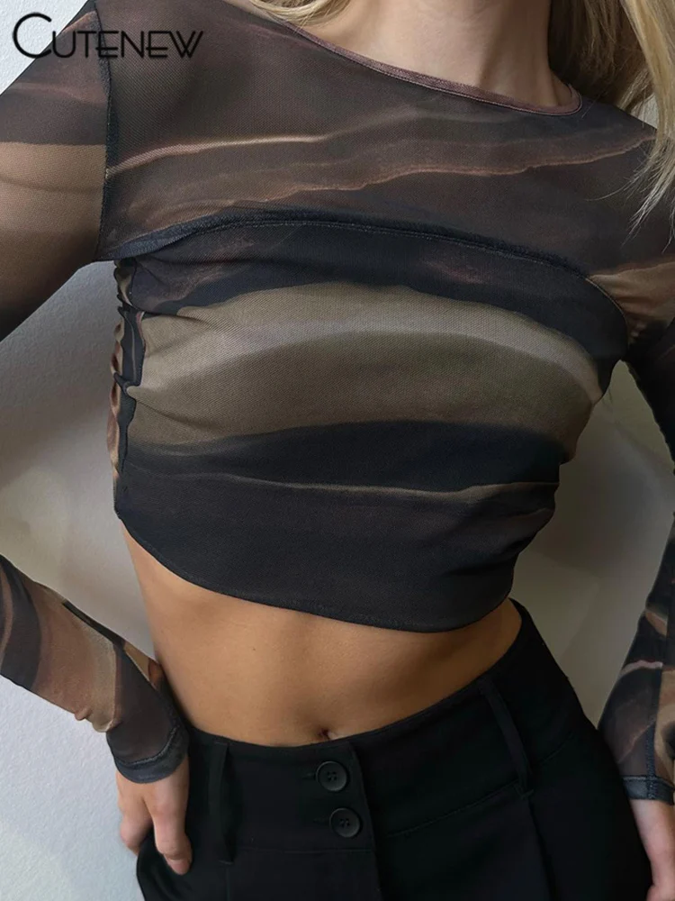 Cutenew Women's Printed Hollow Out Backless Top Sexy Long-Sleeved O-neck T-shirt Streetwear Casual Hot Girl Blouse Clothing New
Cutenew Women's Printed Hollow Out Backless Top Sexy Long-Sleeved O-neck T-shirt Streetwear Casual Hot Girl Blouse Clothing New