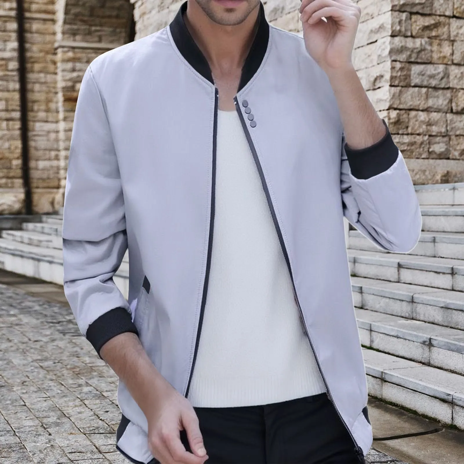 Jacket Coat Solid Color Jacket Tops Stand Collar Pcket Long Sleeve Zipper Button Jacket Korean Fashion Streetwear Male Clothing
Jacket Coat Solid Color Jacket Tops Stand Collar Pcket Long Sleeve Zipper Button Jacket Korean Fashion Streetwear Male Clothing