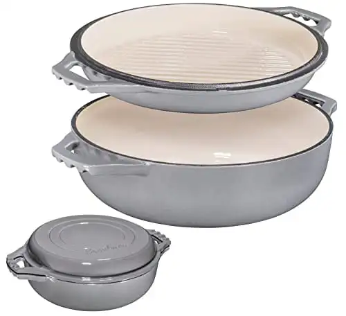 Edition Barbecue Edition Enameled Cast Iron 3.3 Quarts Double Braiser Pan with Grill Lid Drawer organizers Organizers storage S
Edition Barbecue Edition Enameled Cast Iron 3.3 Quarts Double Braiser Pan with Grill Lid Drawer organizers Organizers storage S