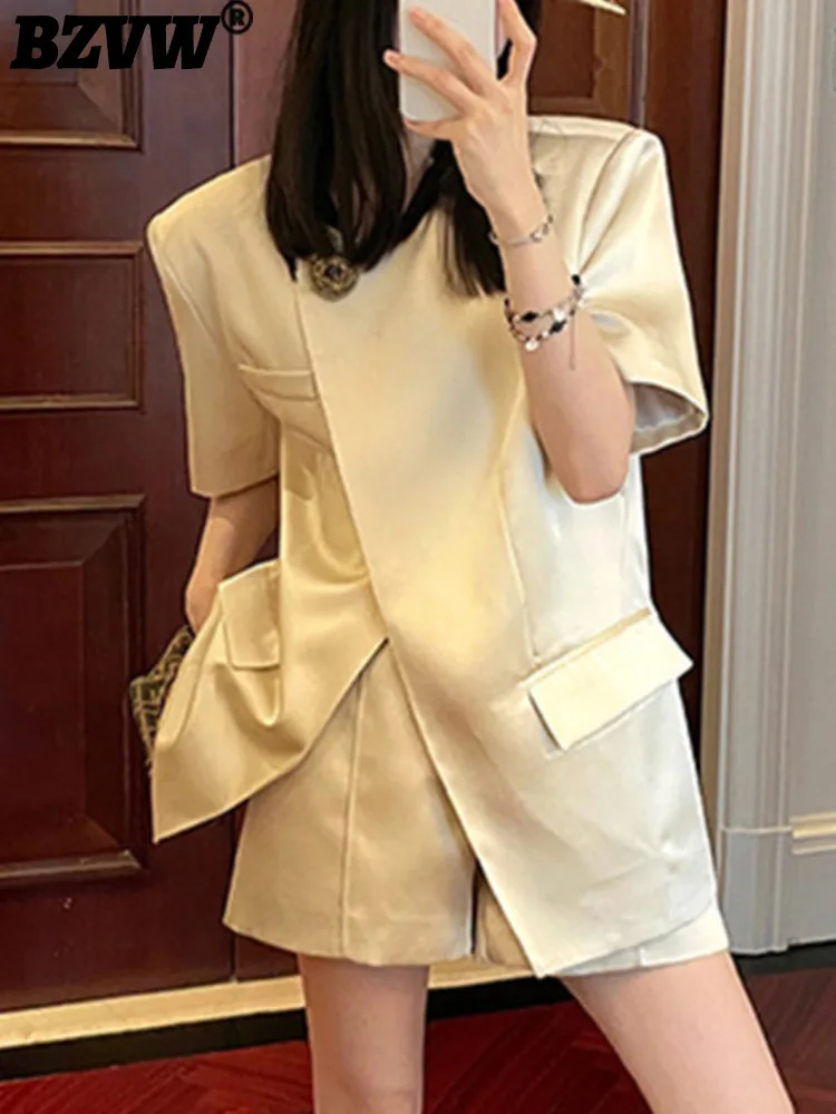 BZVW Single Button Designer High-end Blazer For Women Short Sleeve Side Split Temperament Suit Female 2023 New Trend 25X01568
BZVW Single Button Designer High-end Blazer For Women Short Sleeve Side Split Temperament Suit Female 2023 New Trend 25X01568