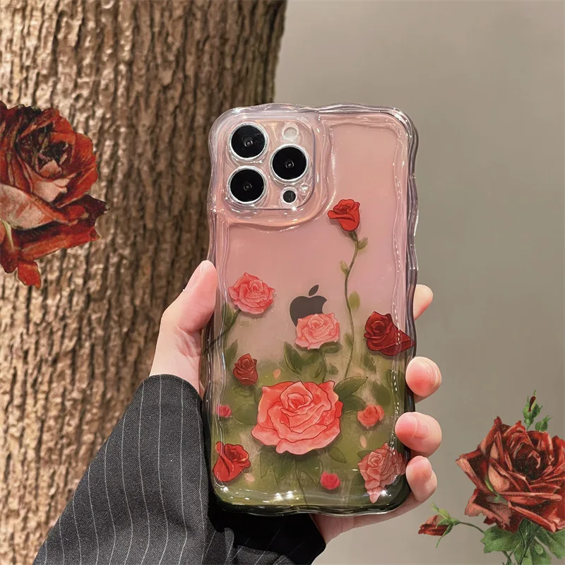 

Translucent Grass Rose Blossoms Phone Case For iphone 14 13 12 11 Pro Max X XR XSMAX 7 8 Plus SE TPU Case Cover new products