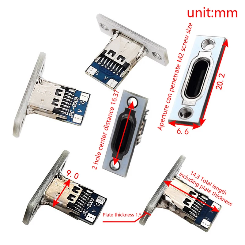 

USB Jack Type-C 2Pin 2P 4P Waterproof Strip Line Of Solder Joint Female Connector Jack Charging Port USB Type C Socket Connector