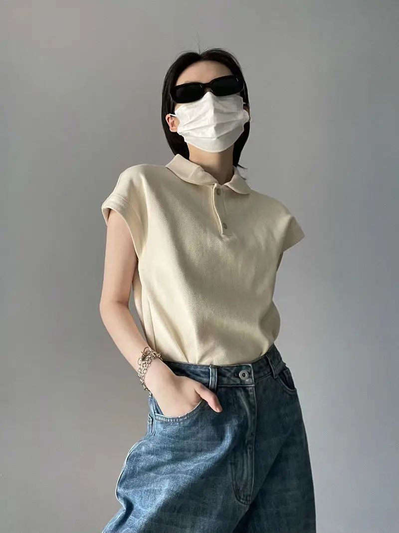 American Retro Half Button Streetwear Camisetas Summer Turn Down Collar Tees Casual Loose Women Solid Short Sleeve Tshirts
American Retro Half Button Streetwear Camisetas Summer Turn Down Collar Tees Casual Loose Women Solid Short Sleeve Tshirts
