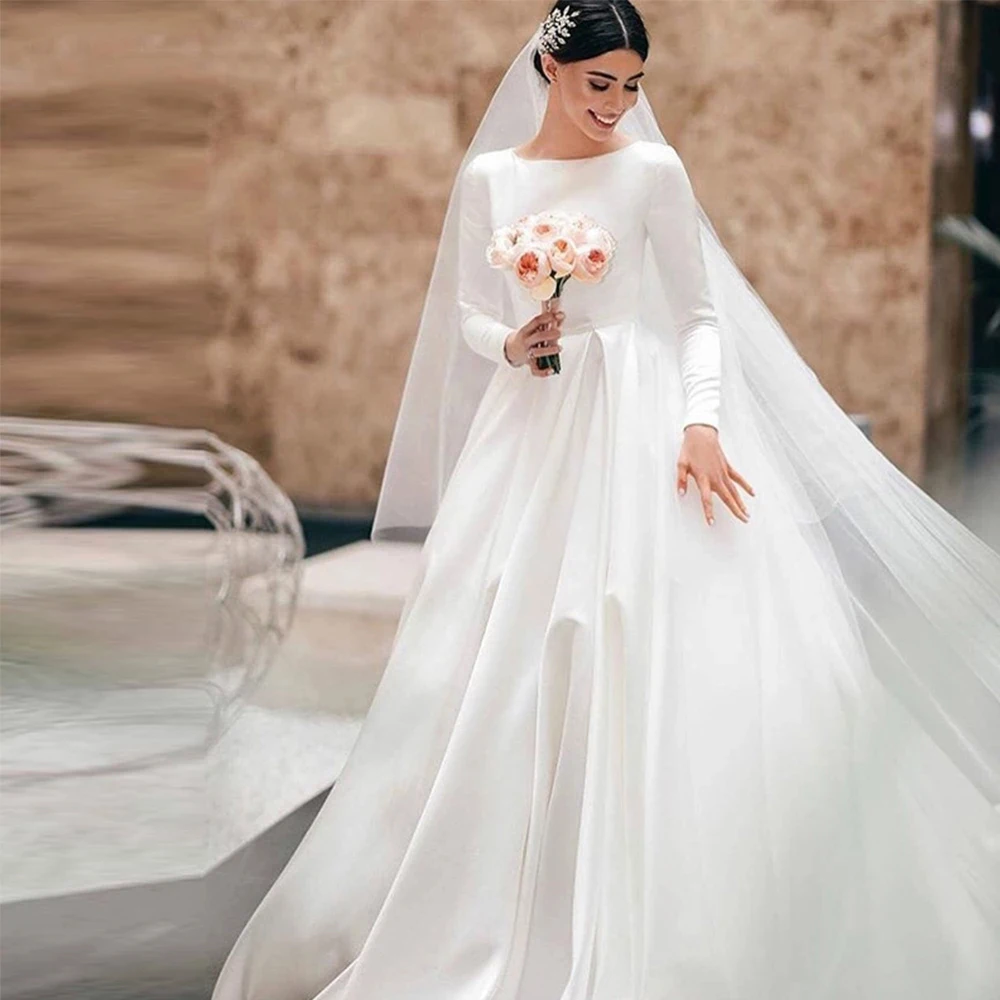 2023 Gorgeous Women's Bridal Gowns Satin Long Sleeve A-Line Princess Wedding Dresses Formal Beach Party Prom Vestidos De Novia
2023 Gorgeous Women's Bridal Gowns Satin Long Sleeve A-Line Princess Wedding Dresses Formal Beach Party Prom Vestidos De Novia