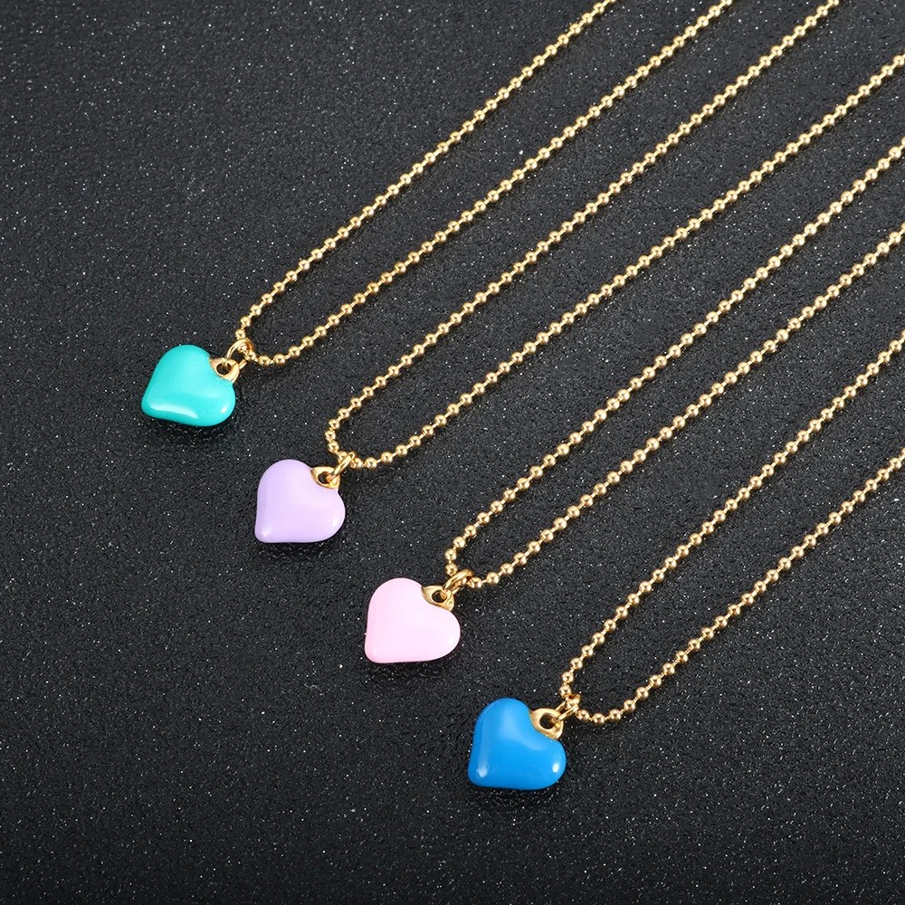 Charm Heart Necklace for Women Bead Chain Female Stainless Steel Candy Color Drip Glaze Enamel Heart Love Pendant Choker Jewelry
Charm Heart Necklace for Women Bead Chain Female Stainless Steel Candy Color Drip Glaze Enamel Heart Love Pendant Choker Jewelry