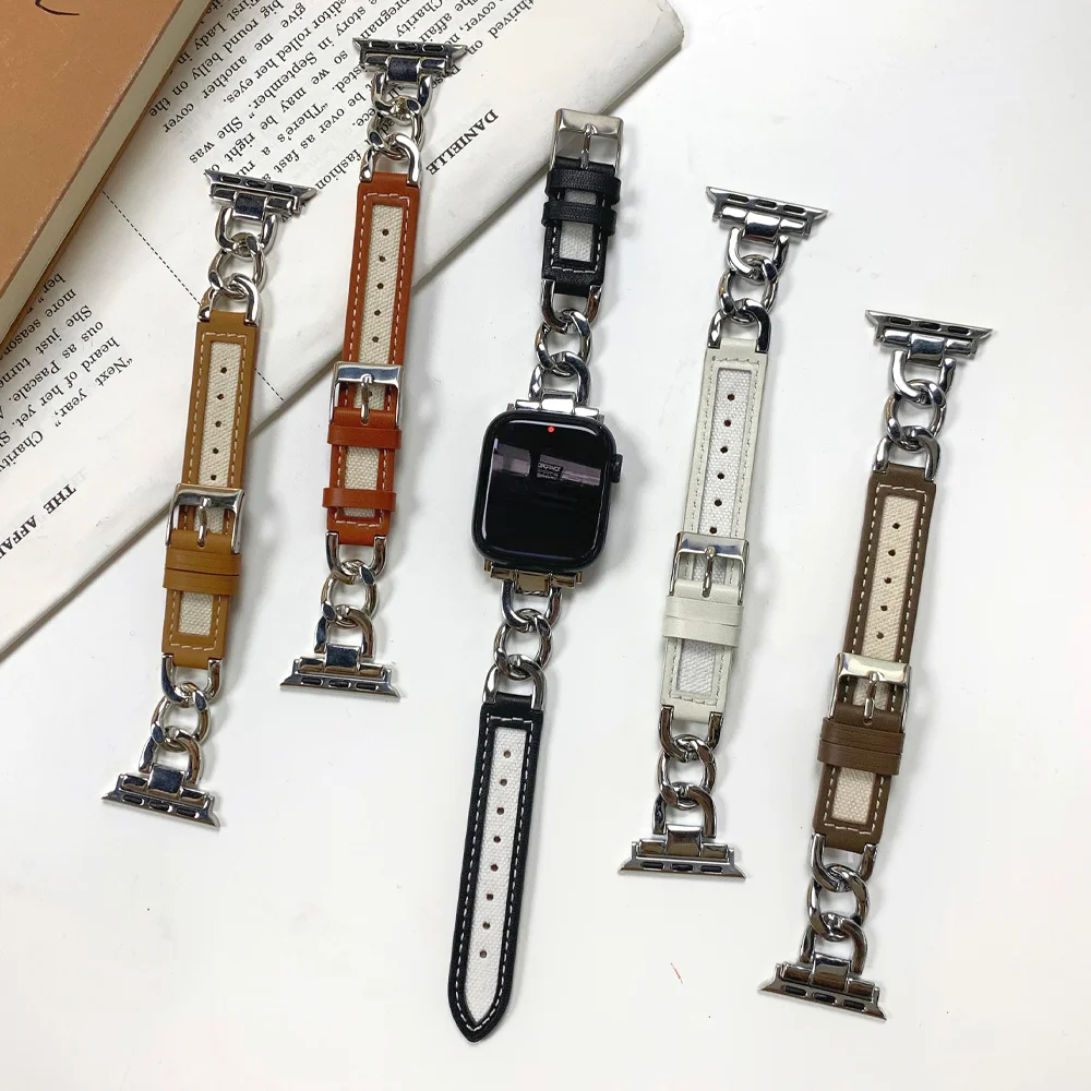 Кожаный ремешок для Apple Watch Series 8 7 se 6 5 4 Ultra 49 мм, браслет из нержавеющей стали для iWatch Series 41 45 мм 40 42 44 мм 
Кожаный ремешок для Apple Watch Series 8 7 se 6 5 4 Ultra 49 мм, браслет из нержавеющей стали для iWatch Series 41 45 мм 40 42 44 мм