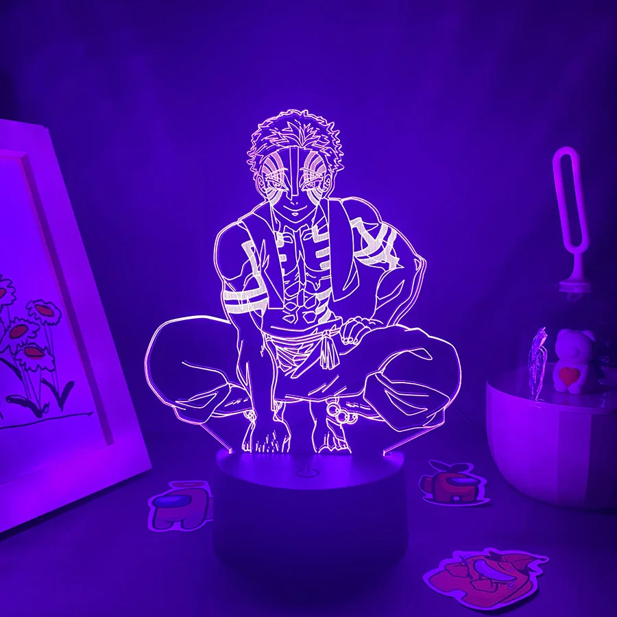 

Demon Slayer Anime Figure Akaza 3D LED Neon Night Light Bedroom Decoration Manga Kimetsu No Yaiba Hakuji Lava Lamp Kid Xmas Gift