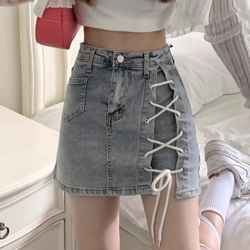 Summer Women Denim Skirt Design Sense Hot Girl Short Skirt Large Size High Waist Thin A-line Skirt Sweet and Spicy Skirt
Summer Women Denim Skirt Design Sense Hot Girl Short Skirt Large Size High Waist Thin A-line Skirt Sweet and Spicy Skirt