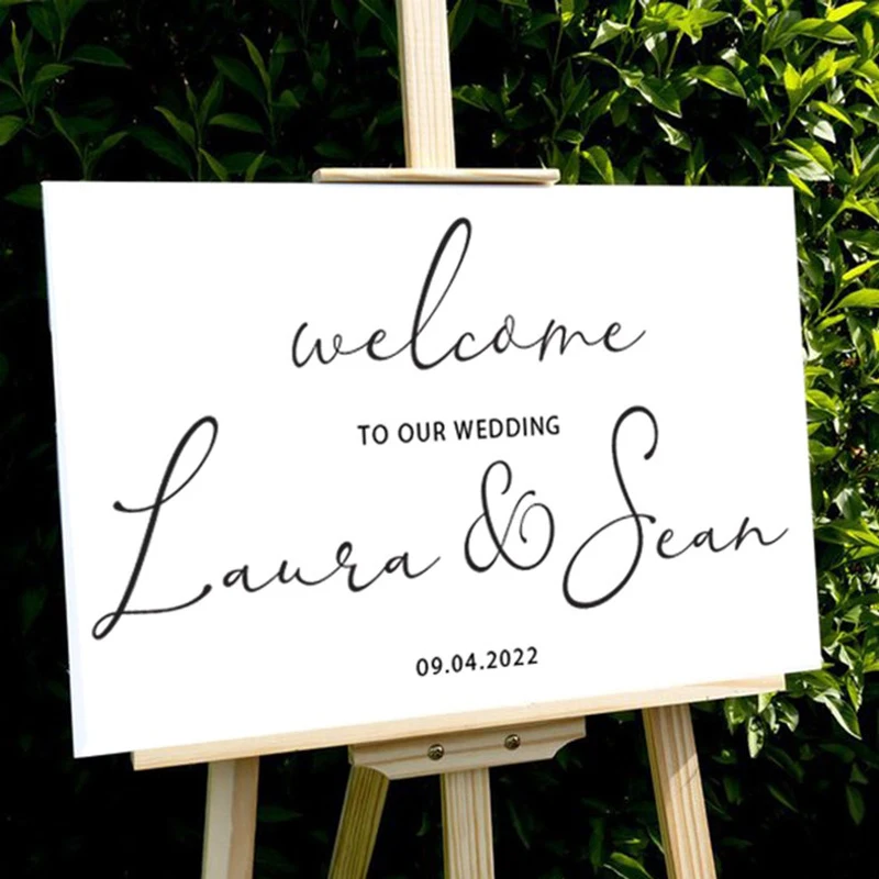 

Welcome To Our Wedding Vinyl Sticker Custom Name Date Decal Wedding Welcome Sign Stickers Personalized Mirror Panel Decor