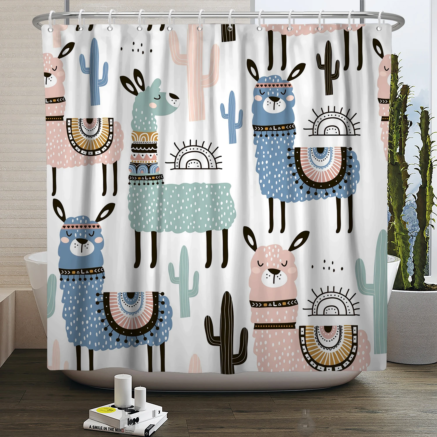 Cute Lama Alpaca Cactus Shower Curtain Cartoon Animals Bathroom Curtains Polyester Waterproof With 12 Pack Plastic Hooks Decor
Cute Lama Alpaca Cactus Shower Curtain Cartoon Animals Bathroom Curtains Polyester Waterproof With 12 Pack Plastic Hooks Decor