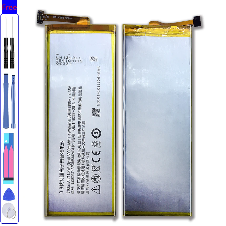 

For ZTE Nubia Z7 Max NX505J Z7max 3100mAh Rechargeable Lithium Polymer Battery Li3830T43P3hB34243 For ZTE Nubia Z7 Max NX505J Z7