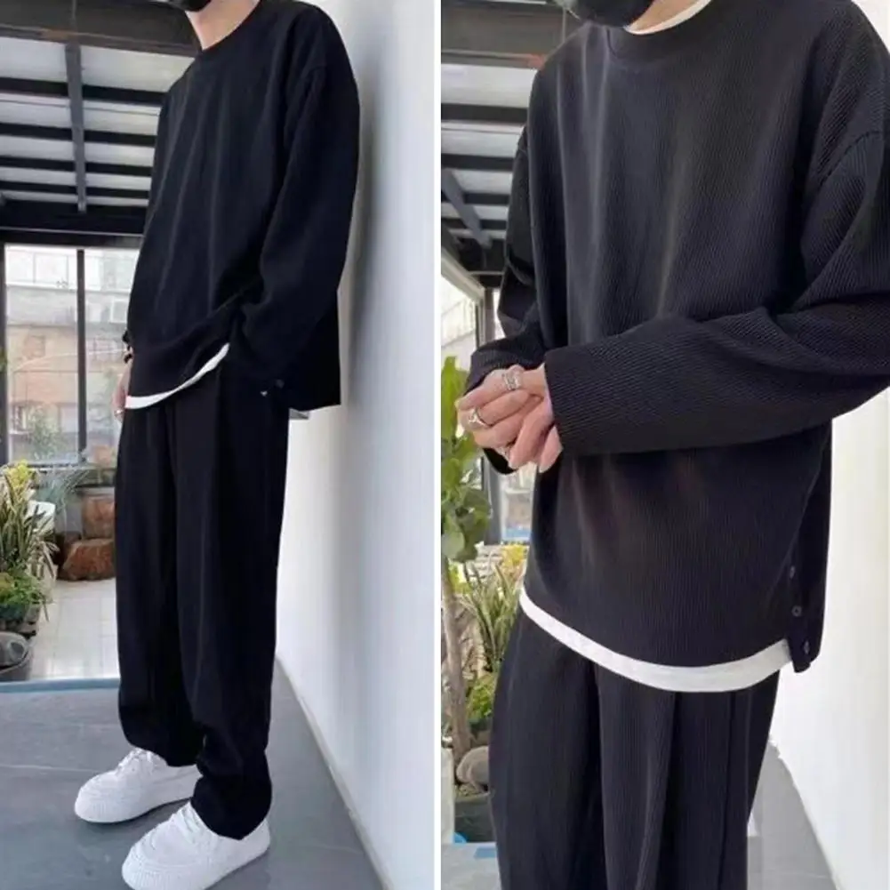 Casual Two-piece Suit Men's Cozy Tracksuit Sets Loose-fit Tops Pants in Solid Colors with Drawstring Waist Split Hem or for Fall
Casual Two-piece Suit Men's Cozy Tracksuit Sets Loose-fit Tops Pants in Solid Colors with Drawstring Waist Split Hem or for Fall