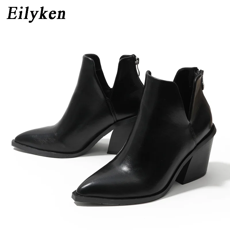 

EilyKen Autumn Winter Casual Western Cowboy Ankle Boots Women Cowgirl Booties Short Cossacks Botas Square Heels Shoes
