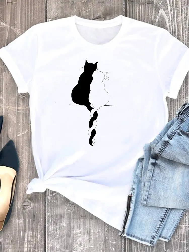 Short Sleeve Ladies Women T Clothes Fashion Female Cat Love Trend Sweet Lovely Graphic Tee Casual Clothing Print T-shirts
Short Sleeve Ladies Women T Clothes Fashion Female Cat Love Trend Sweet Lovely Graphic Tee Casual Clothing Print T-shirts