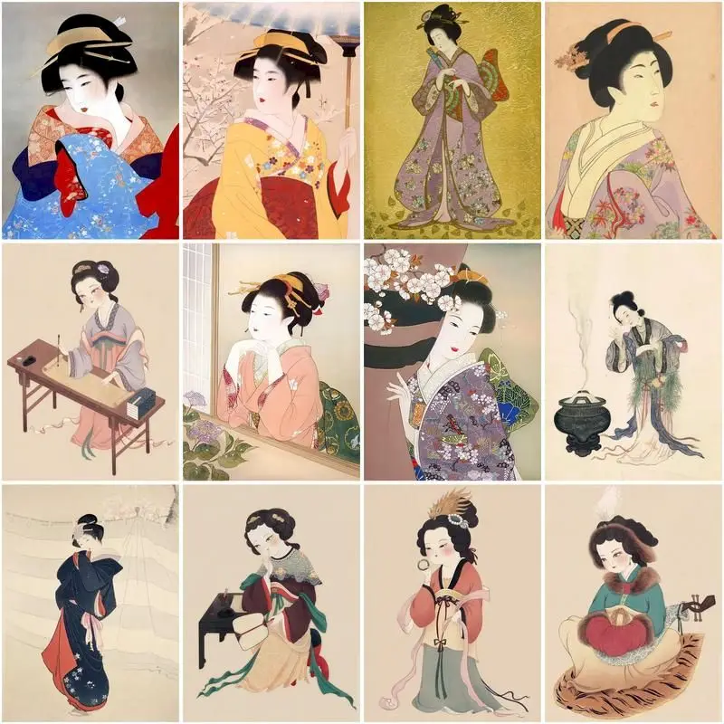 DIY Oil Painting By Numbers Japanese Beauty Drawing Ideas Gift Handpainted Art Wall Living Room Home Decor Kids Room Decoration 
DIY Oil Painting By Numbers Japanese Beauty Drawing Ideas Gift Handpainted Art Wall Living Room Home Decor Kids Room Decoration