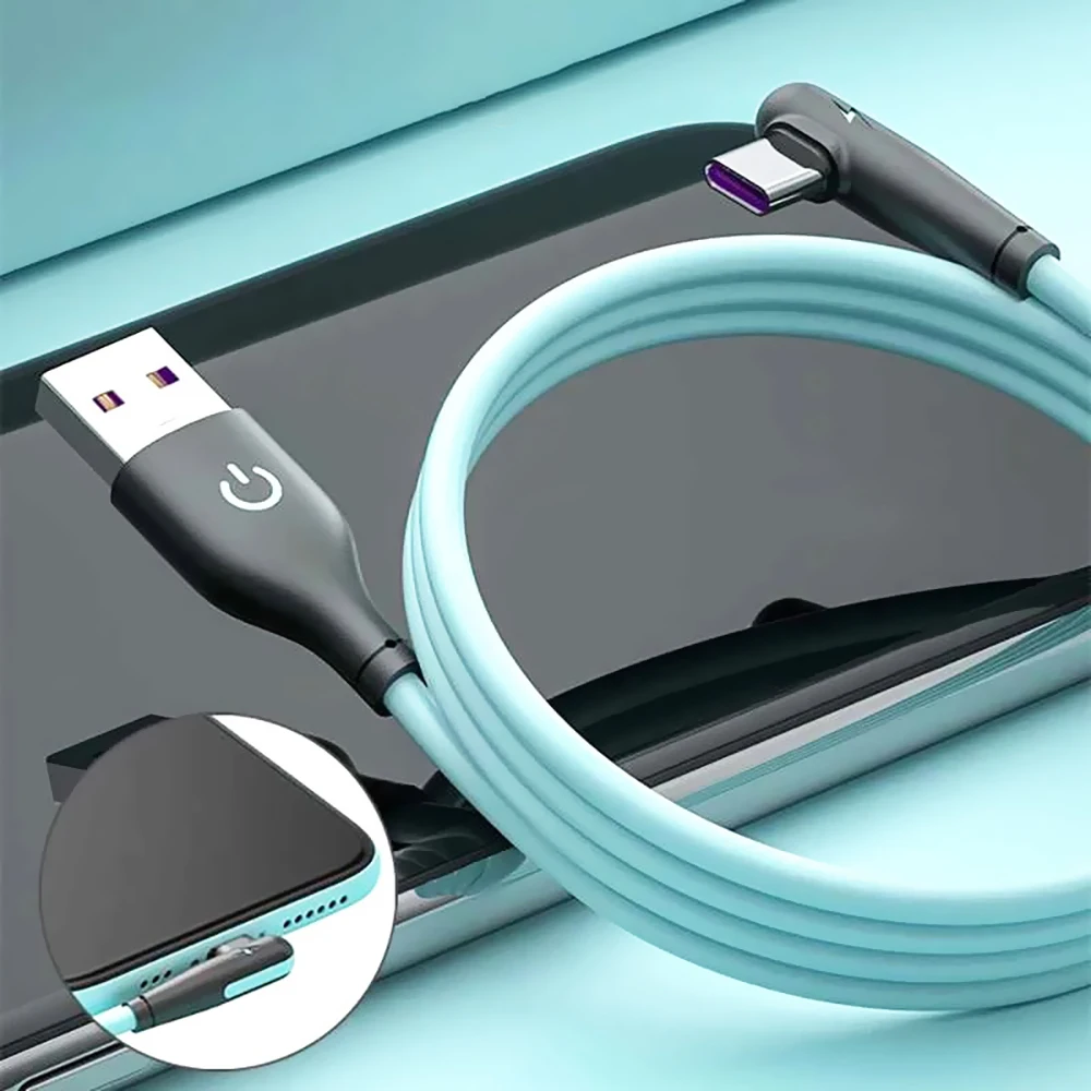 90 Degree Liquid Silicone Type C Cable 5A Fast Charging USB C Data Cord For Samsung Xiaomi Redmi Huawei Android Smartphone Wire
90 Degree Liquid Silicone Type C Cable 5A Fast Charging USB C Data Cord For Samsung Xiaomi Redmi Huawei Android Smartphone Wire