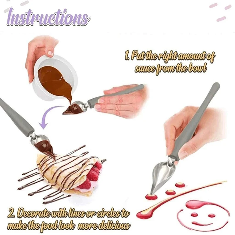 Western Food Plate Baked Dessert Decor Stainless Steel Sauce Painting Pencil Chocolat Cooking Pointed Spoon Kitchen Accessories
Western Food Plate Baked Dessert Decor Stainless Steel Sauce Painting Pencil Chocolat Cooking Pointed Spoon Kitchen Accessories