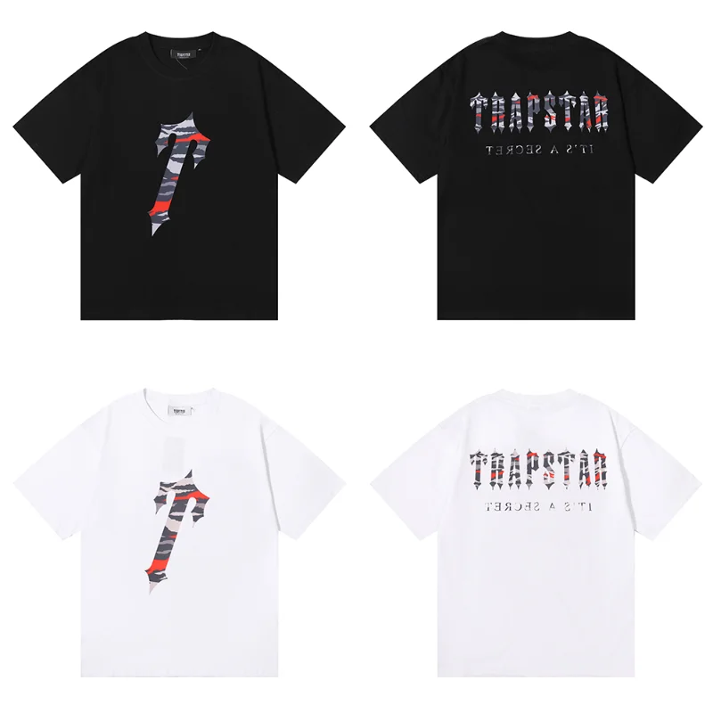 Trapstar London red camouflage letters printed cotton short-sleeved T-shirt men and women couples summer round neck
Trapstar London red camouflage letters printed cotton short-sleeved T-shirt men and women couples summer round neck