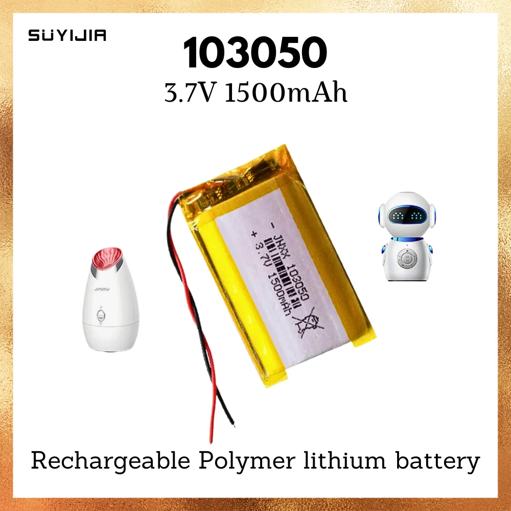 New 3.7V 1500mah 103050 Rechargeable Polymer Lithium Battery Suitable for Beauty Instrument Shaver Audio Communication Battery
New 3.7V 1500mah 103050 Rechargeable Polymer Lithium Battery Suitable for Beauty Instrument Shaver Audio Communication Battery