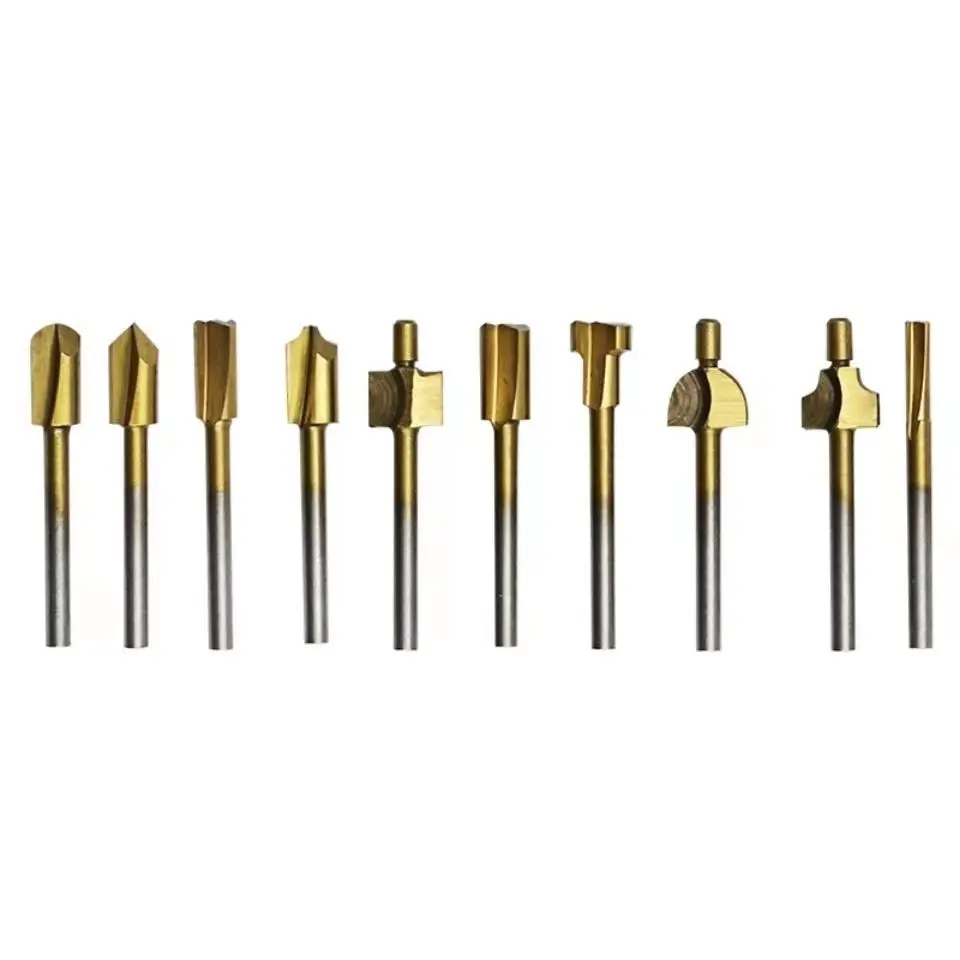High-speed Steel Milling Cutter 10-piece Woodworking Electric Trimmer With Titanium-plated Grinding Knife Engraving Machine Patt
High-speed Steel Milling Cutter 10-piece Woodworking Electric Trimmer With Titanium-plated Grinding Knife Engraving Machine Patt