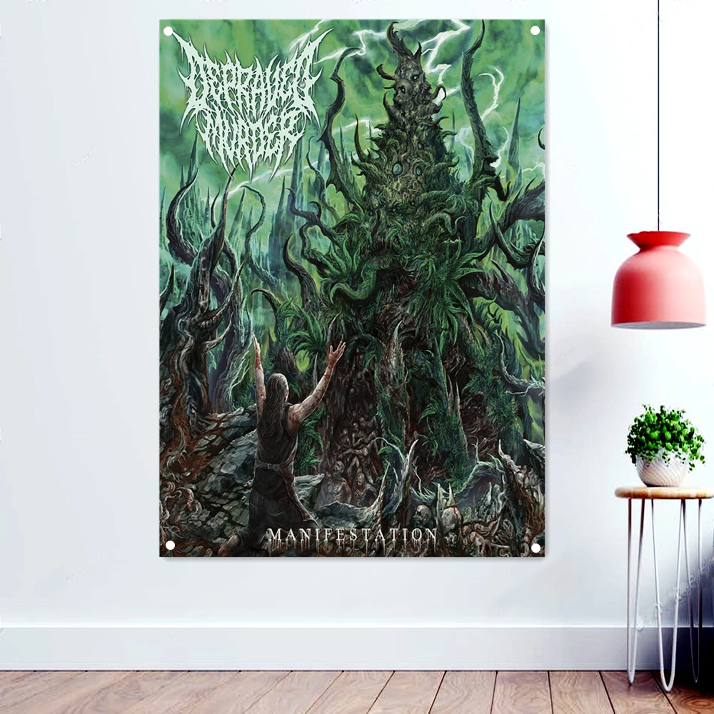 MANIFESTAION Death Metal Artist Flags Decorative Banners Bloody Horror Art Skull Tapestry Rock Band Poster Wall Hanging Cloth
MANIFESTAION Death Metal Artist Flags Decorative Banners Bloody Horror Art Skull Tapestry Rock Band Poster Wall Hanging Cloth