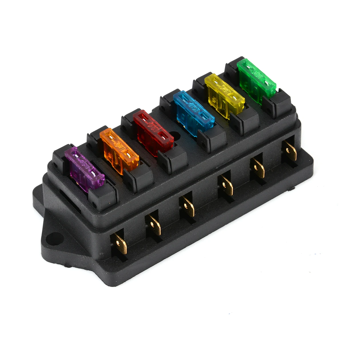 6 Way Circuit Standard Blade Fuse Box Block Holder with 6pcs Fuses DC 12V/24V For Car Boat
6 Way Circuit Standard Blade Fuse Box Block Holder with 6pcs Fuses DC 12V/24V For Car Boat