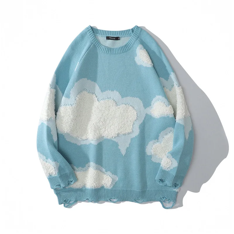 Knitwear Sweater Women/Men Harajuku Hip Hop Streetwear Knitted Cloud Ripped Holes Casual Kawaii Loose Pullover Jumpers Tops 69
Knitwear Sweater Women/Men Harajuku Hip Hop Streetwear Knitted Cloud Ripped Holes Casual Kawaii Loose Pullover Jumpers Tops 69