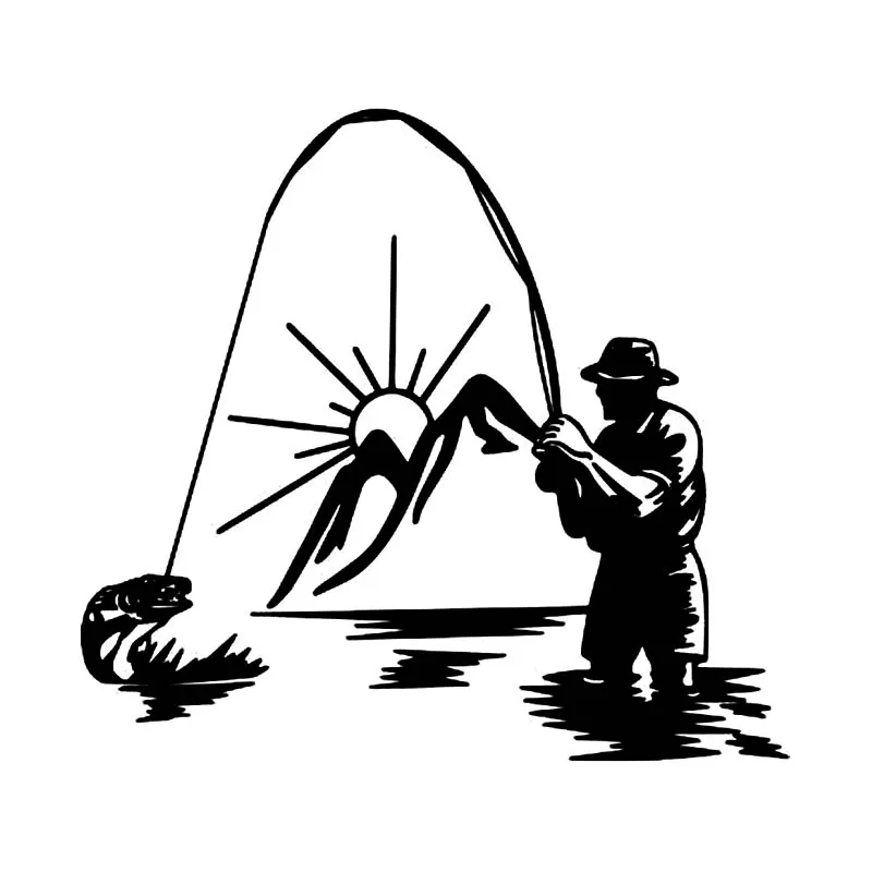 17 см * 16 см модная Рыбалка KK виниловая Высококачественная декоративная наклейка автомобильная наклейка черные/белые аксессуары для стайлинга автомобиля