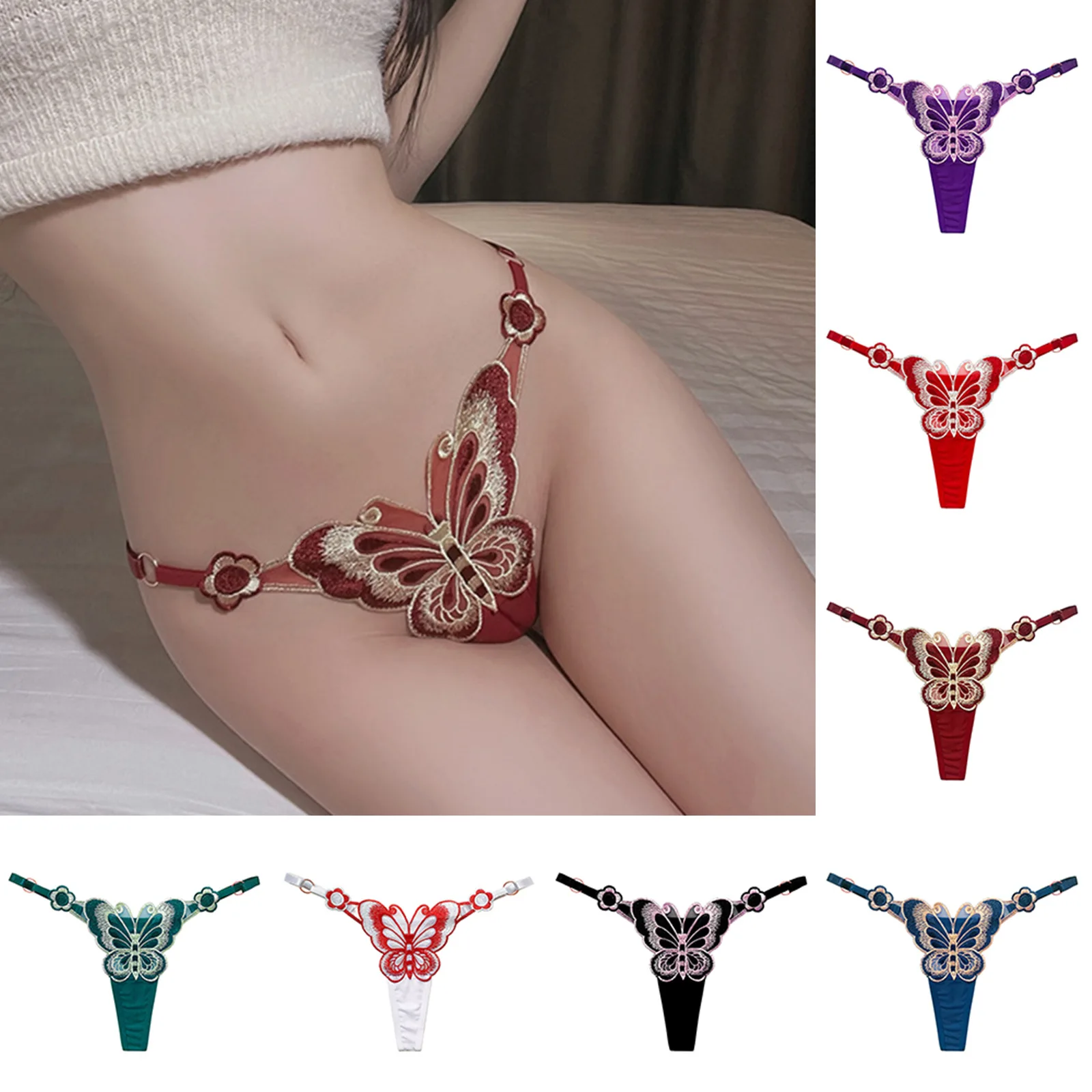 Women Pantie Thongs Cute Butterfly Embroidery G Strings Sexy Transparent Mesh Briefs Adjustable Waist Culotte Female Briefs
Women Pantie Thongs Cute Butterfly Embroidery G Strings Sexy Transparent Mesh Briefs Adjustable Waist Culotte Female Briefs