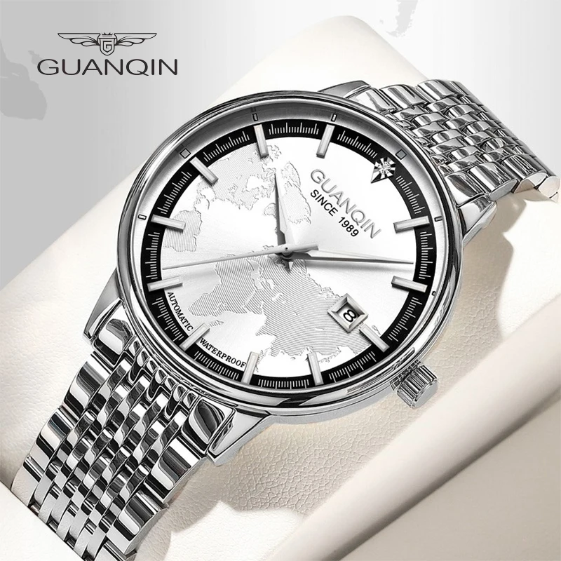 

GUANQIN Automatic Mechanical Sapphire Luxury Brand Men's Watch Stainless Steel Waterproof Bracelet Accessories Relogio Masculino