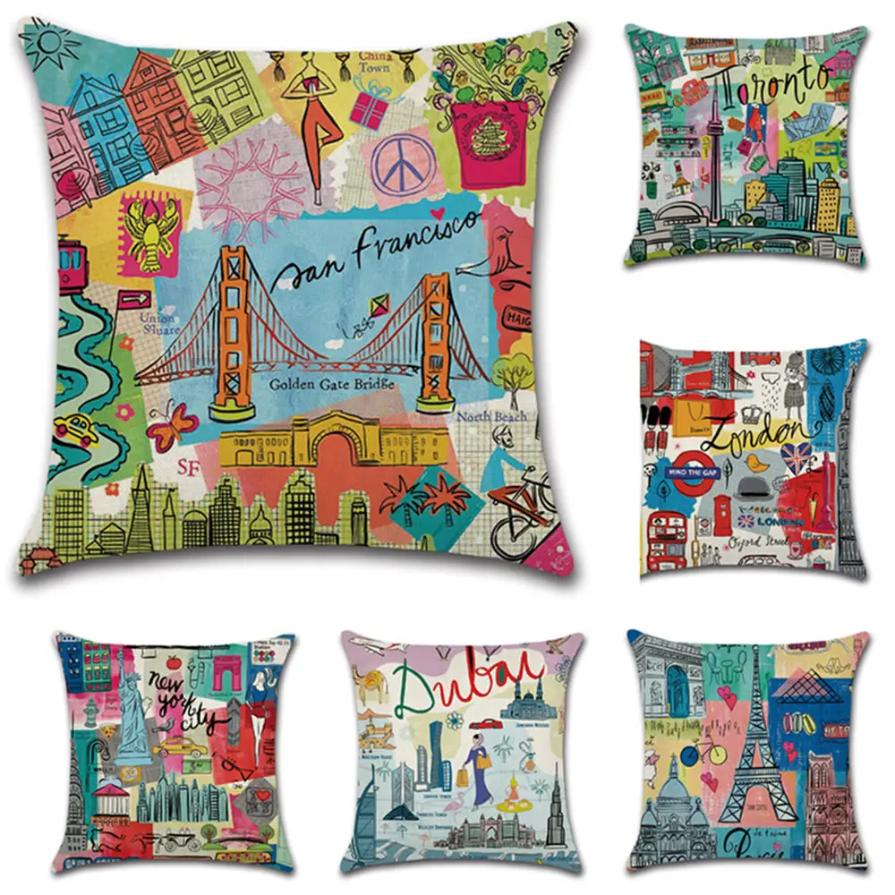 Pillow Case Cartoon City Scenery Pillow Cover Tall Building Bridge Cushion Cover Home Decor Linen Sofa Car Pillowcase 45*45CM
Pillow Case Cartoon City Scenery Pillow Cover Tall Building Bridge Cushion Cover Home Decor Linen Sofa Car Pillowcase 45*45CM