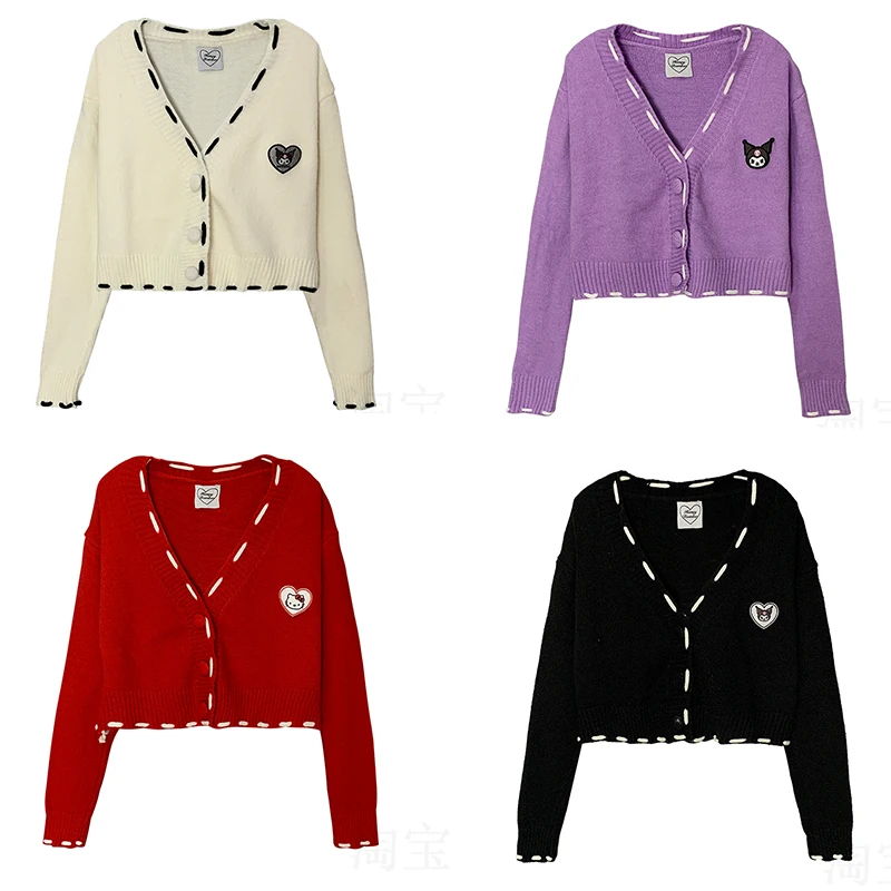 Kawaii Anime Kt Cat Kuromi Autumn and Winter Thin All-Match Casual Student Jacket Knitted Sweater Cardigan Women Cute Cardigan
Kawaii Anime Kt Cat Kuromi Autumn and Winter Thin All-Match Casual Student Jacket Knitted Sweater Cardigan Women Cute Cardigan