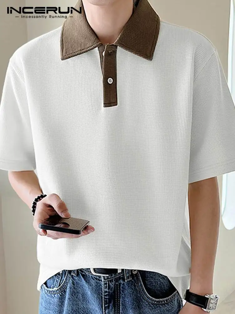 Fashion Casual Style Tops INCERUN New Men's Lapel Color Contrast Shirts Handsome Male All-match Short Sleeve Blouse S-5XL 2022
Fashion Casual Style Tops INCERUN New Men's Lapel Color Contrast Shirts Handsome Male All-match Short Sleeve Blouse S-5XL 2022