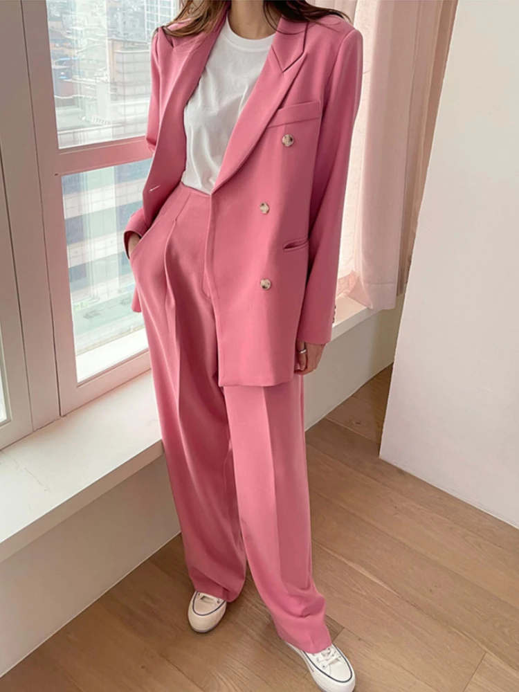Korean Fashion Autumn Women Pink Blazer Office Suit Double Breated Suit Jackets Casual Pantsuit Female Outerwear Chic Tops 2 PCS
Korean Fashion Autumn Women Pink Blazer Office Suit Double Breated Suit Jackets Casual Pantsuit Female Outerwear Chic Tops 2 PCS