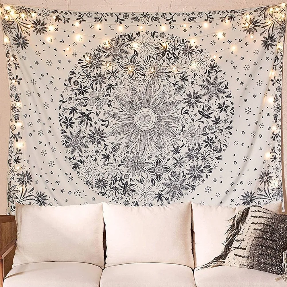 Black White Floral Mandala Tapestry Wall Hanging India Bohemian Room Bedroom Decor Flower Leaves Wall Carpet Blanket Camping Map
Black White Floral Mandala Tapestry Wall Hanging India Bohemian Room Bedroom Decor Flower Leaves Wall Carpet Blanket Camping Map