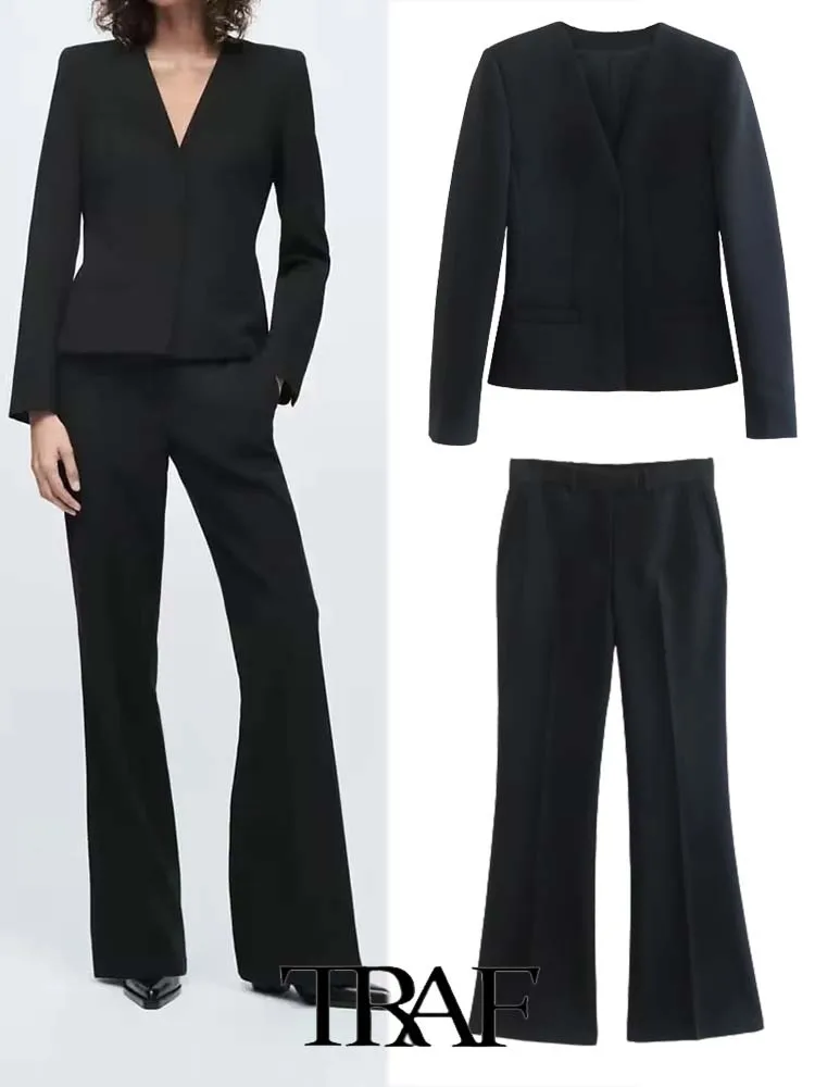 TRAF 2022 Woman 2 Piece Set Blazer Pants Suit OL Solid Slim Blazer+Solid Straight Pants Causal Outfits
TRAF 2022 Woman 2 Piece Set Blazer Pants Suit OL Solid Slim Blazer+Solid Straight Pants Causal Outfits