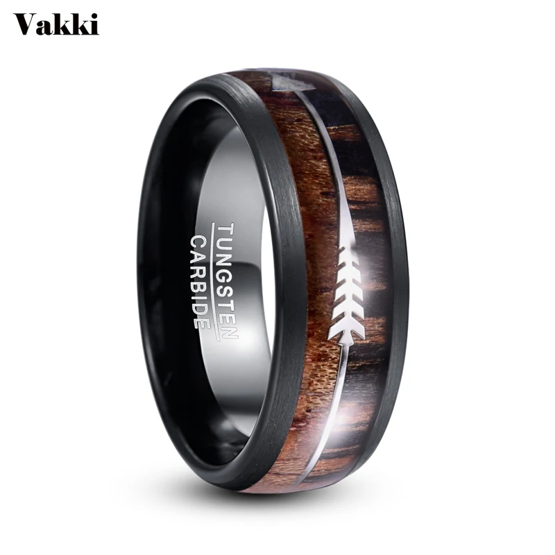 VAKKI Frosted Hawaiian Koa Wood Tungsten Carbide Rings For Men 8 MM Wide Black Walnut Silver Arrow Dome Wedding Rings Jewelry
VAKKI Frosted Hawaiian Koa Wood Tungsten Carbide Rings For Men 8 MM Wide Black Walnut Silver Arrow Dome Wedding Rings Jewelry