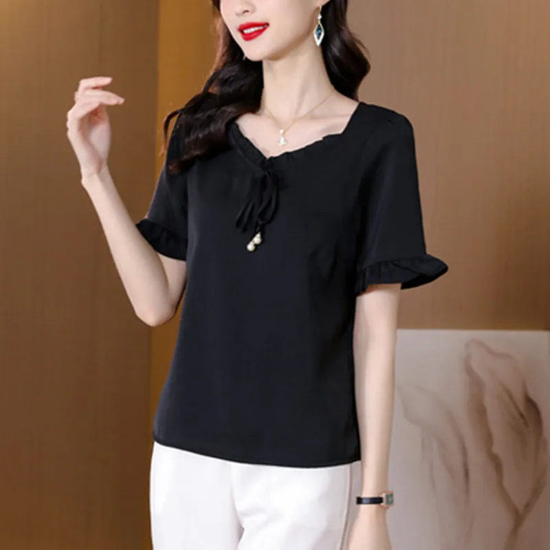 Top Short Sleeve Chiffon Bottoming Shirts Large Size Loose Mom New Small Shirts Fashion Women's Leisure 2022 Elegant Summer
Top Short Sleeve Chiffon Bottoming Shirts Large Size Loose Mom New Small Shirts Fashion Women's Leisure 2022 Elegant Summer