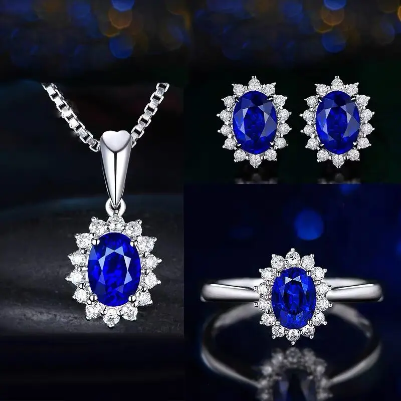 YANHUI Tibetan Silver Wedding Jewelry Sets Blue Zircon Stud Earrings and Necklace Ring Sapphire 3 piece Set Women Trendy
YANHUI Tibetan Silver Wedding Jewelry Sets Blue Zircon Stud Earrings and Necklace Ring Sapphire 3 piece Set Women Trendy