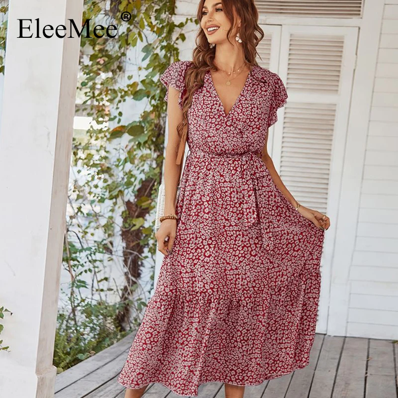 EleeMee 7 Colors Women Dress Sexy V Neck Long Vestidos Ankle-Length Floral Print Ruffle Casual Boho Beach Vecation Lady Dress
EleeMee 7 Colors Women Dress Sexy V Neck Long Vestidos Ankle-Length Floral Print Ruffle Casual Boho Beach Vecation Lady Dress