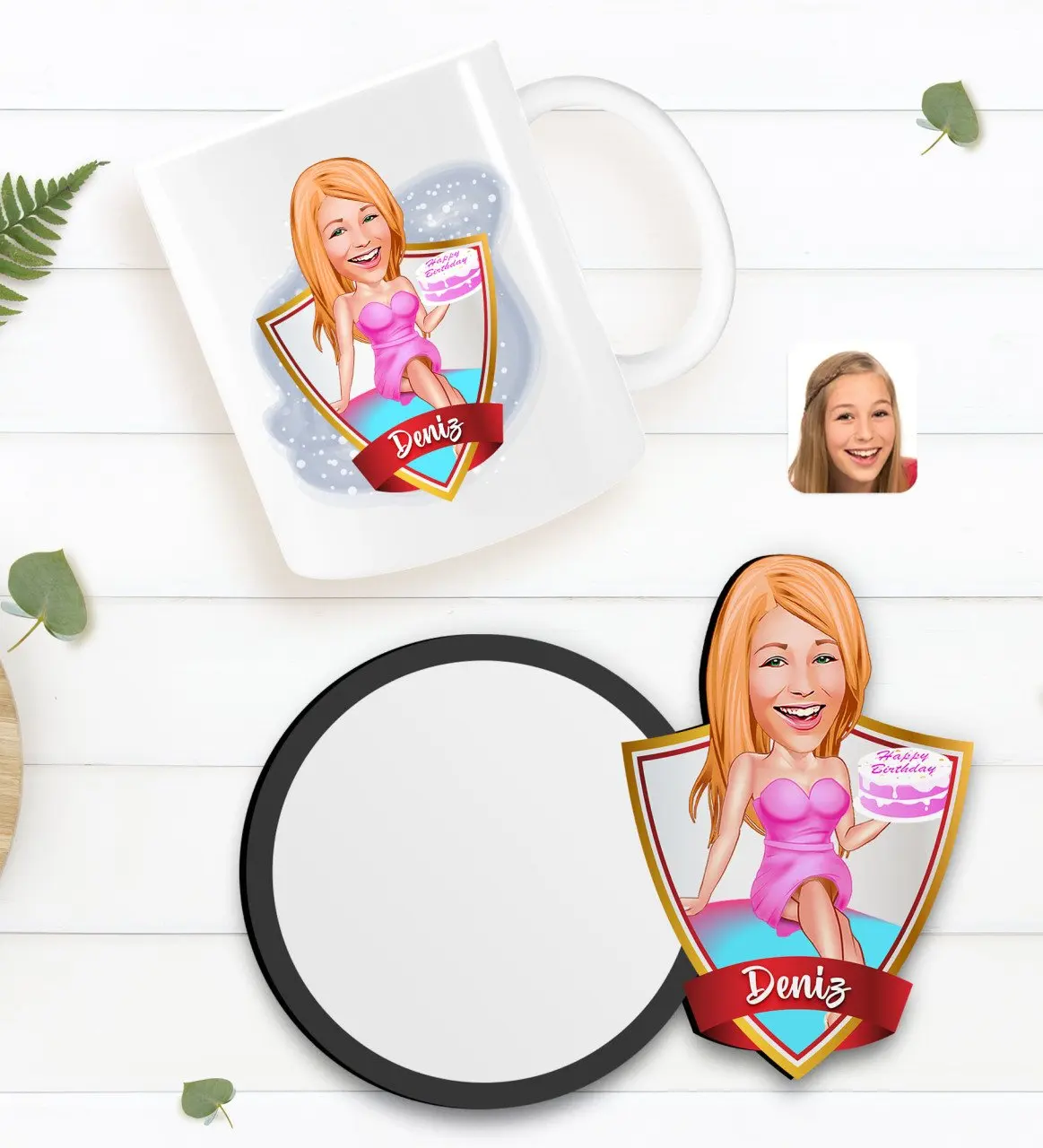 Персонализированная Женская карикатура на день рождения, белая кружка и деревянная подставка, подарок Seti-2 
Персонализированная Женская карикатура на день рождения, белая кружка и деревянная подставка, подарок Seti-2