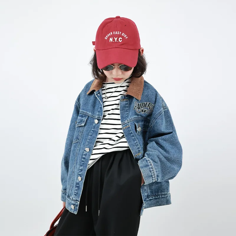 Children Jacket Autumn Denim Korean Children Embroidered Striped Lapel Jacket Turn-down Collar Streetwear Kids Jackets for Kids
Children Jacket Autumn Denim Korean Children Embroidered Striped Lapel Jacket Turn-down Collar Streetwear Kids Jackets for Kids