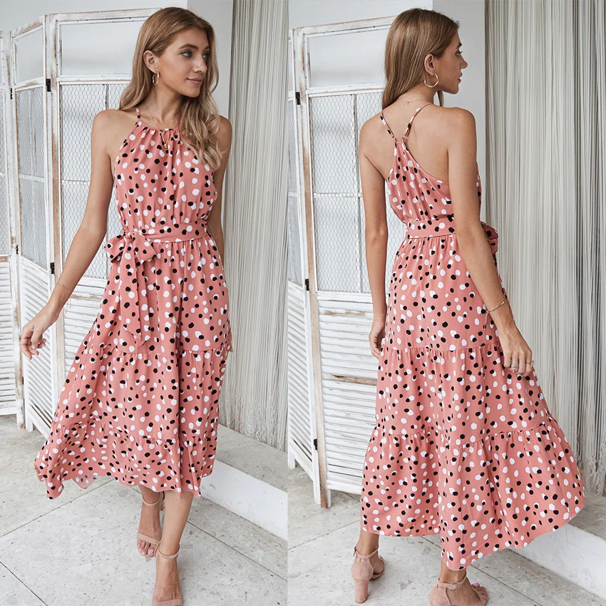 2021 New Summer Big Swing Wave Point Holiday Style Sleeveless Open Back Dress Temperament Is Thin Strapless Long Dress Women
2021 New Summer Big Swing Wave Point Holiday Style Sleeveless Open Back Dress Temperament Is Thin Strapless Long Dress Women