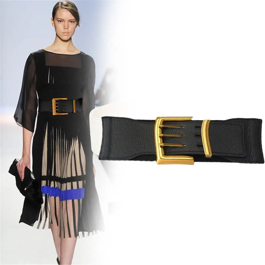 Women's Retro Elastic Wide Waistband Metal Three Pin Leather Coat Belts Fashion PU New Female Dress All-match Buckle Waist P7Z3
Women's Retro Elastic Wide Waistband Metal Three Pin Leather Coat Belts Fashion PU New Female Dress All-match Buckle Waist P7Z3