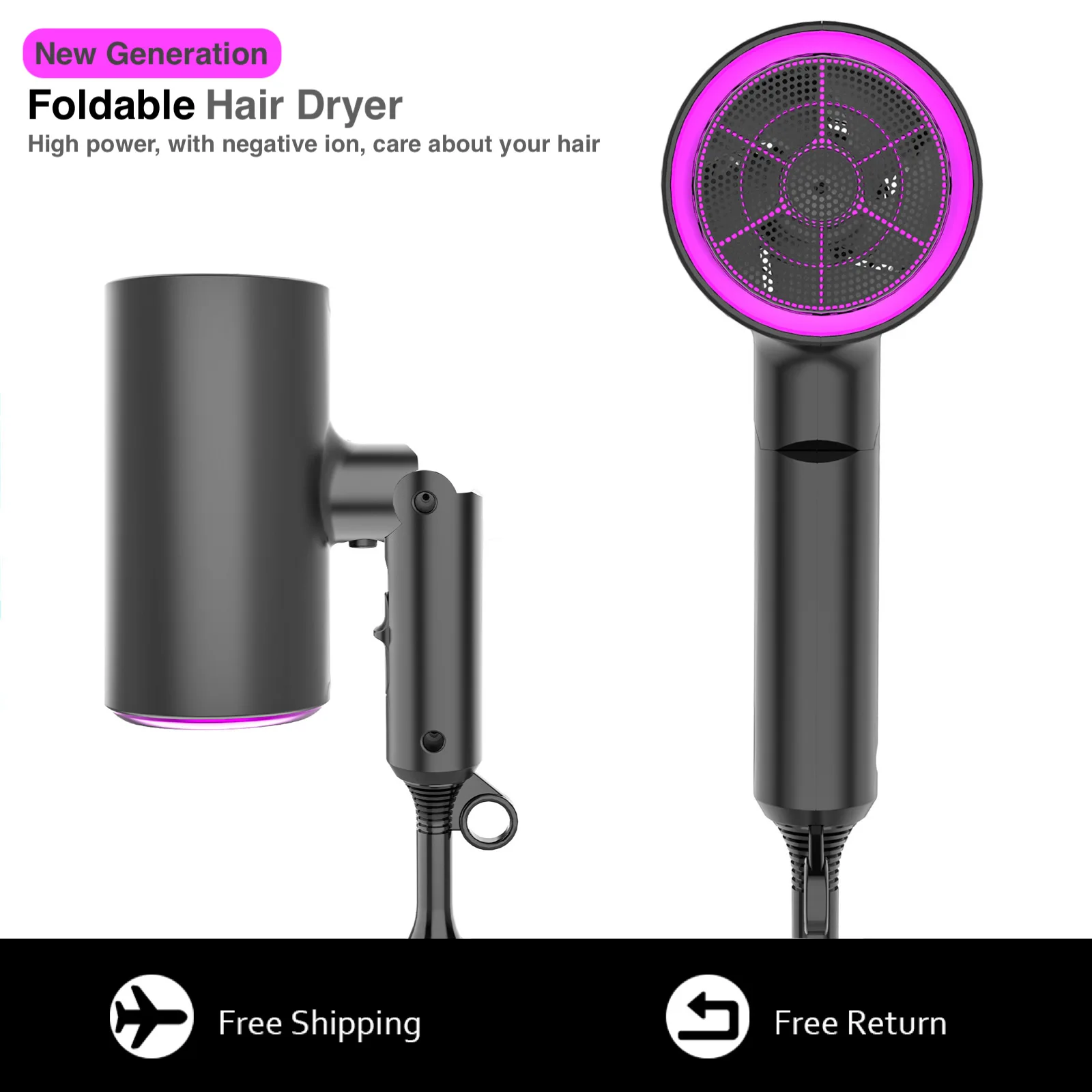 Foldable Hair Dryers Negative Anion Hairdryers 1800W Hot Cold Wind Portable Dryer Hair Personal Care & Styling Salon Tool
Foldable Hair Dryers Negative Anion Hairdryers 1800W Hot Cold Wind Portable Dryer Hair Personal Care & Styling Salon Tool