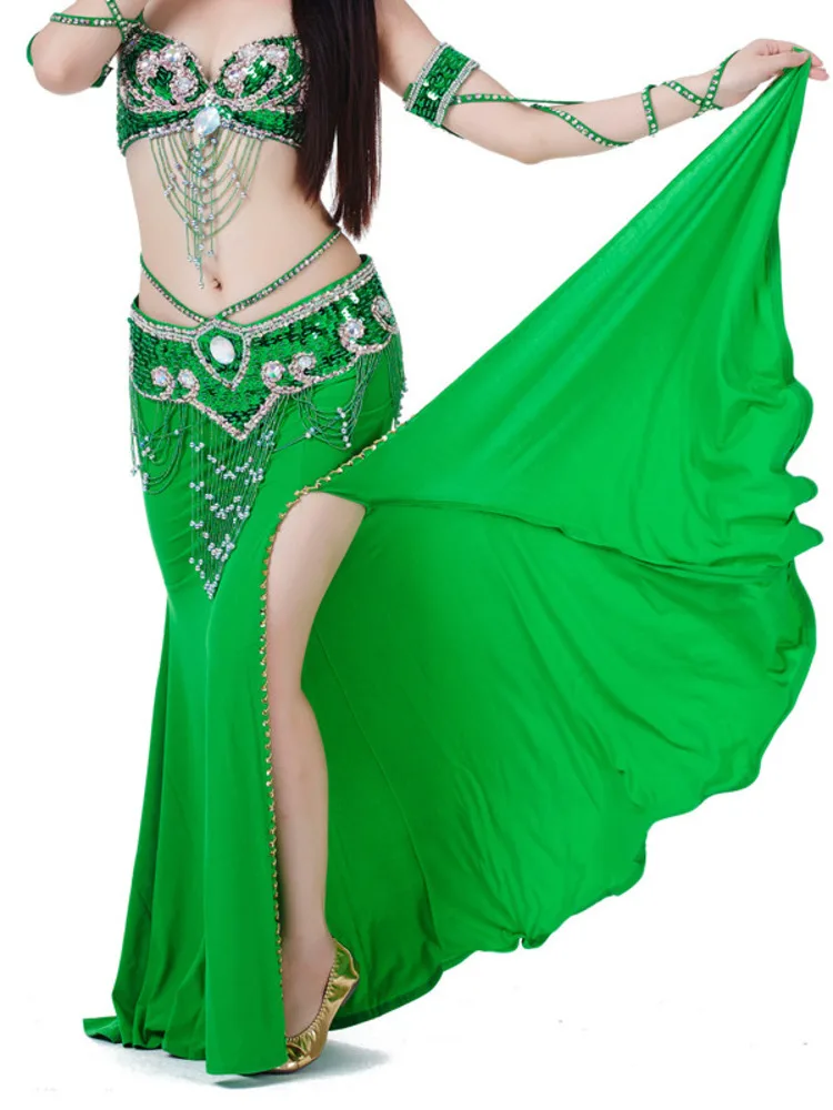 

Однотонная юбка для восточных танцев, танца живота, для выступлений, сари, индийская Женская одежда для свадьбы, джаза, танца живота с высокой талией, одежда для танца живота