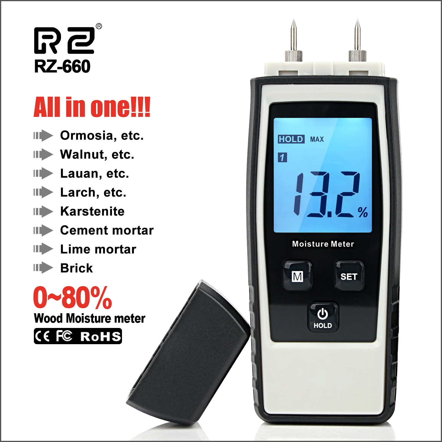 RZ Wood Moisture Meter Digital Handheld Wood Moisture Meter Concrete Emt01 Woodworking carton Building Material Moisture Meter
RZ Wood Moisture Meter Digital Handheld Wood Moisture Meter Concrete Emt01 Woodworking carton Building Material Moisture Meter