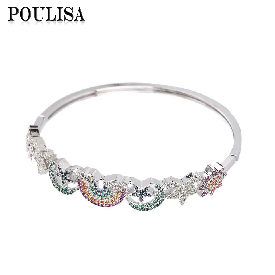 Poulisa Colorful CZ Star Moon Sun Rainbow Bangles for Women Gift Fashion Cuff Bracelets & Bangles Party Gift Romantic Jewelry
Poulisa Colorful CZ Star Moon Sun Rainbow Bangles for Women Gift Fashion Cuff Bracelets & Bangles Party Gift Romantic Jewelry