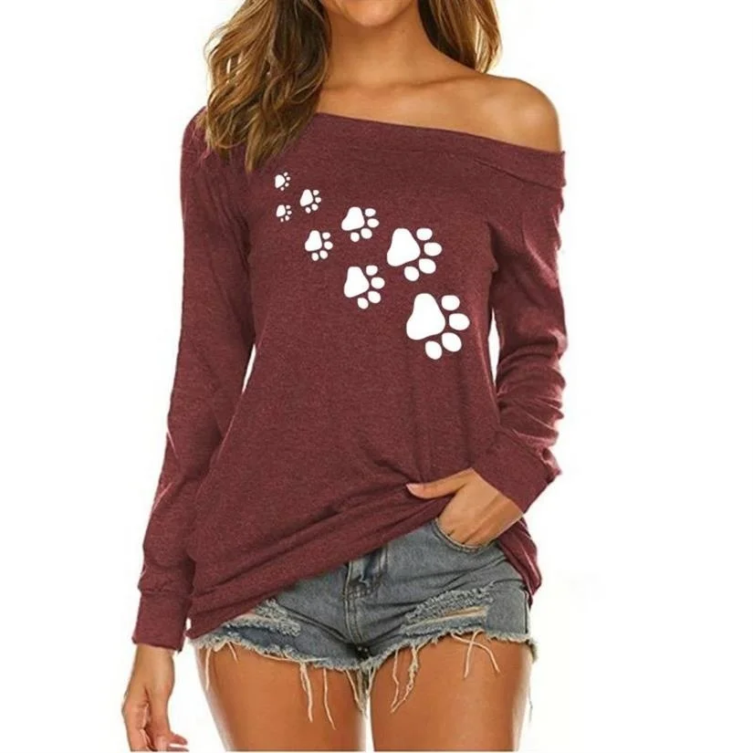 2022 Summer High Quality T-Shirt For Women Top Dog Paw Long Sleeve T-Shirt Female Women Harajuku Off The Shoulder Tops
2022 Summer High Quality T-Shirt For Women Top Dog Paw Long Sleeve T-Shirt Female Women Harajuku Off The Shoulder Tops