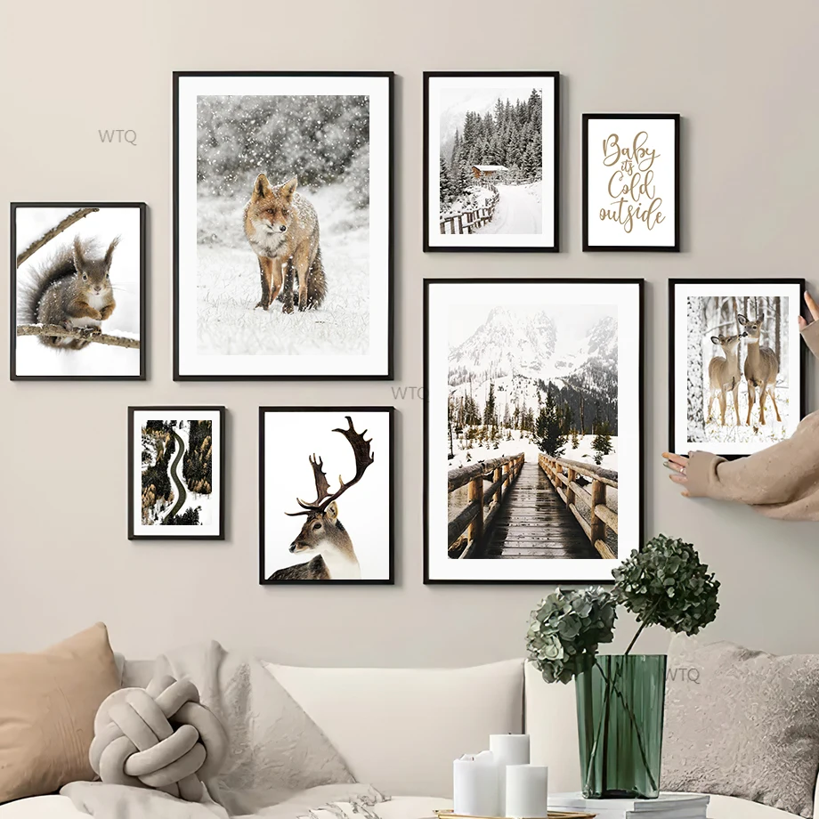 Winter Landscape Forest Elk Squirrel Fox Wall Art Canvas Painting Nordic Posters And Prints Wall Pictures For Living Room Decor
Winter Landscape Forest Elk Squirrel Fox Wall Art Canvas Painting Nordic Posters And Prints Wall Pictures For Living Room Decor